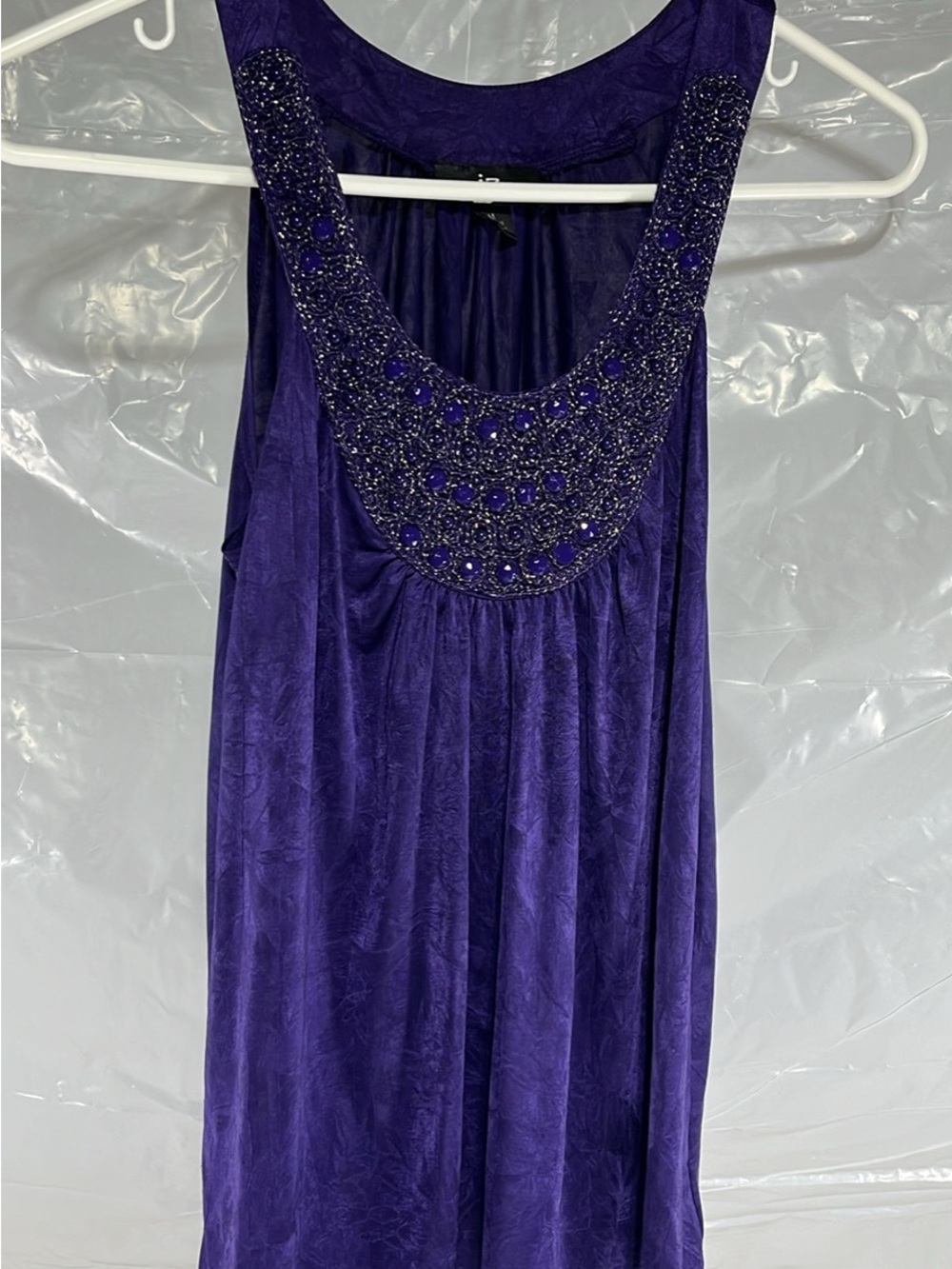 Byer California Deep Purple Beaded Scoop Neck Tank